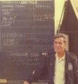 Louis De Gonzague Papillon next to Arrivals Board, 116 ATU, Ismailia, 1974